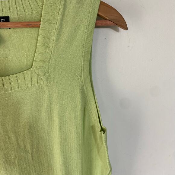 Dialogue Green Square-Neck Sleeveless Sweater‎ S Soft Knit Quiet Luxury Career - Picture 6 of 7